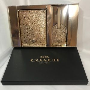 Coach Glitter Collection Gold Wallet And Key Tag